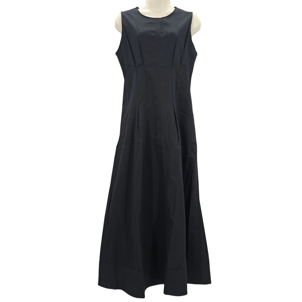 J. Crew Womans size 8 Nadia Seamed Cotton Maxi A-Line Tank Dress Black CD361 NEW